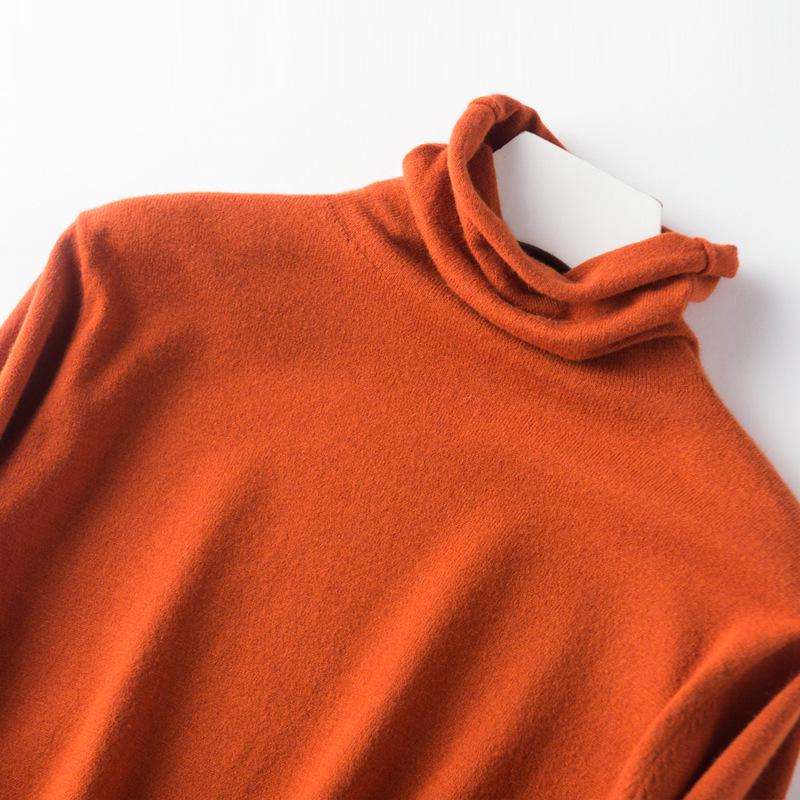 Women's Plus Size High Neck Turtleneck Pullover Sweater – Slim Fit, Thick, Pure Color, Autumn/Winter.