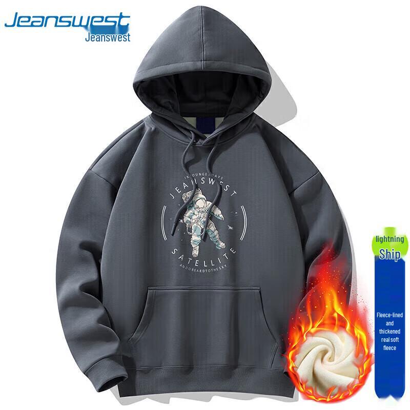 Jeanswest Men s Hooded Fleece-Lined Printed Sweatshirt XL