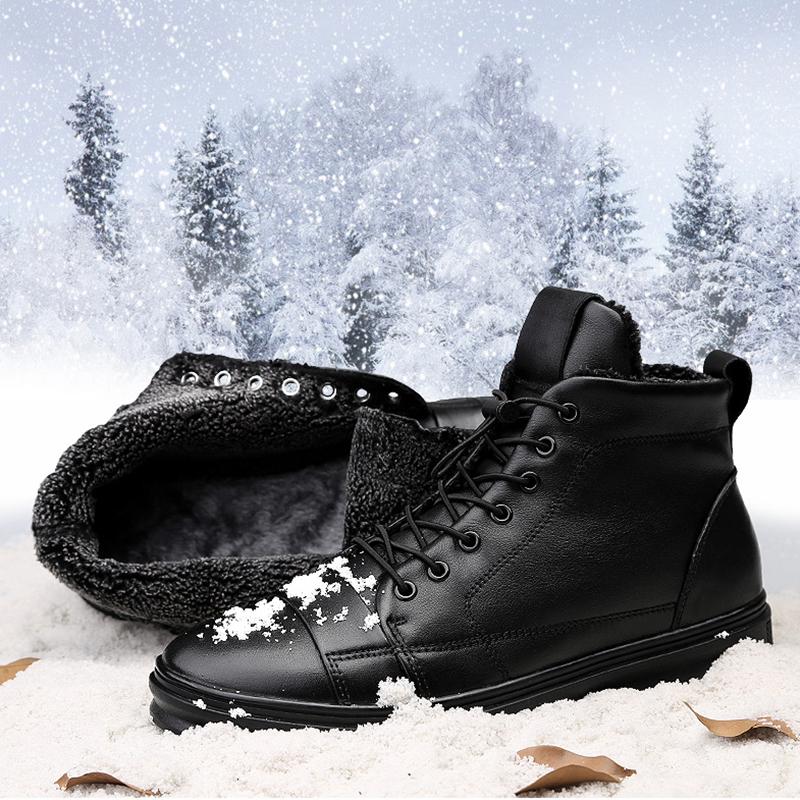 

Зимові Чоловічі Черевики зі Справжньої Шкіри Анклери Повсякденні Високі Скейтбордингові Взуття Коров яча Шкіра Великий Розмір 47 48 40