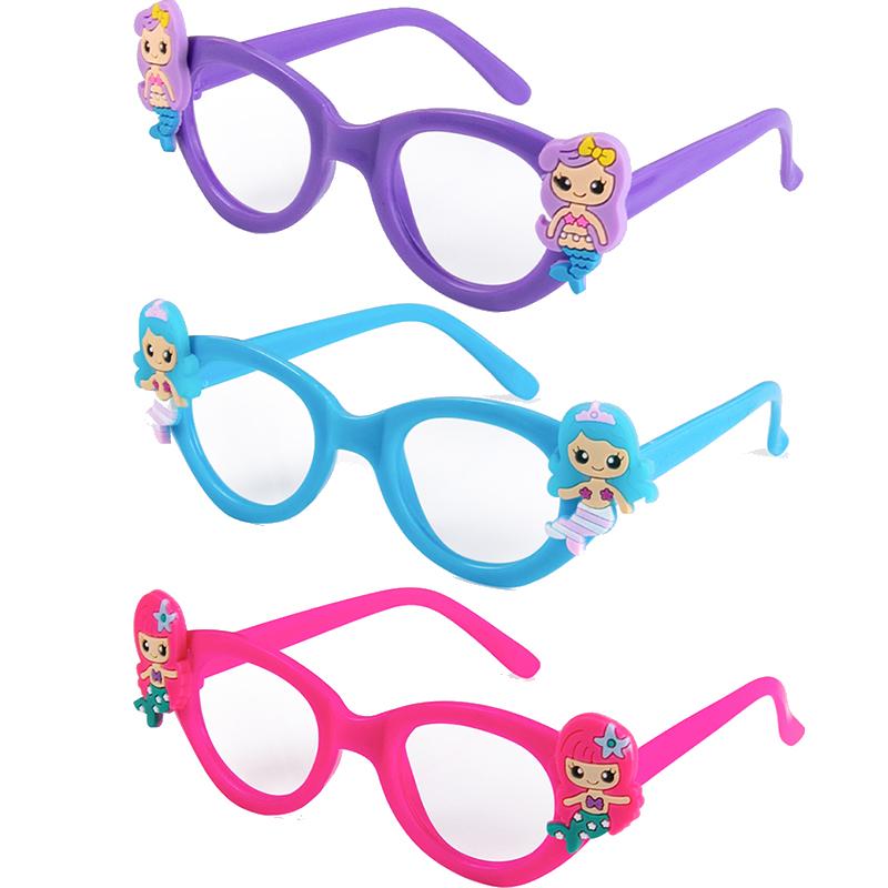 3/6pcs Mermaid Plastic Glasses Little Mermaid Themed Party Photo Prop Kids Girls 1st Birthday Party Gift Baby Shower Supplies