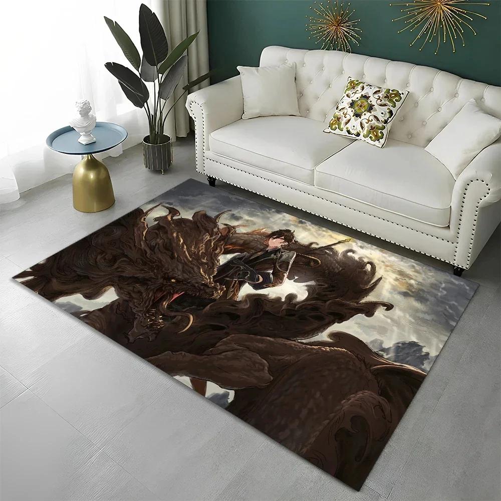 Genshin Impact Gamer-Cartoon-Teppich für Wohnzimmer, Schlafzimmer, Sofa, Fußmatte, Kinderzimmerteppich, rutschfeste Bodenmatte