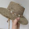 Women's Punk Straw Hat 2023 New Sun Hat Gold Chain Accessories Men's Jazz Hip Hop Summer Hat Punk Style Beach Hat Church Hat