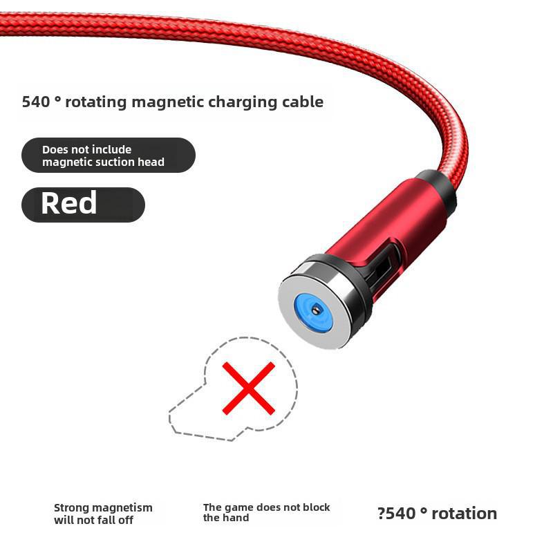 Magnetic 3-in-1 Rotating Type-C Charging and Data Cable with Elbow and Straight Bend