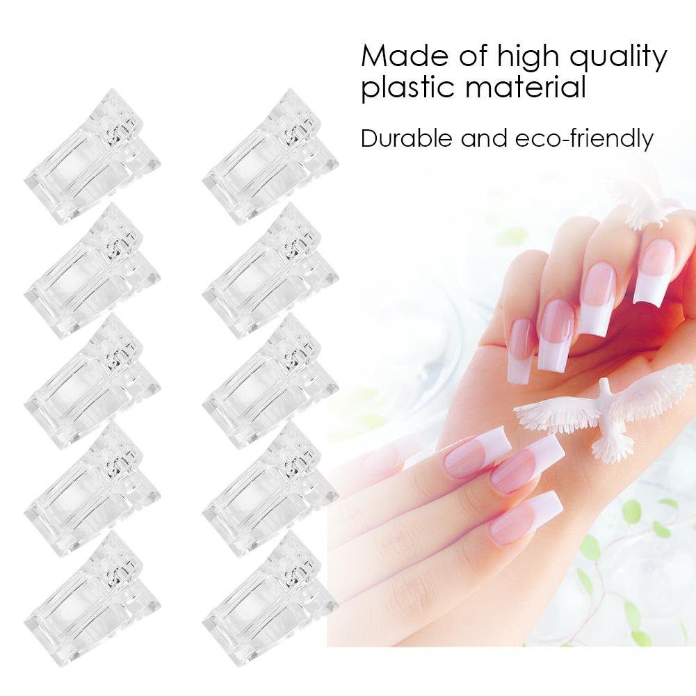 10pcs / Set Transparent Nail Tips Clips   Quick Building Mold Clips Nail Gel Accessories