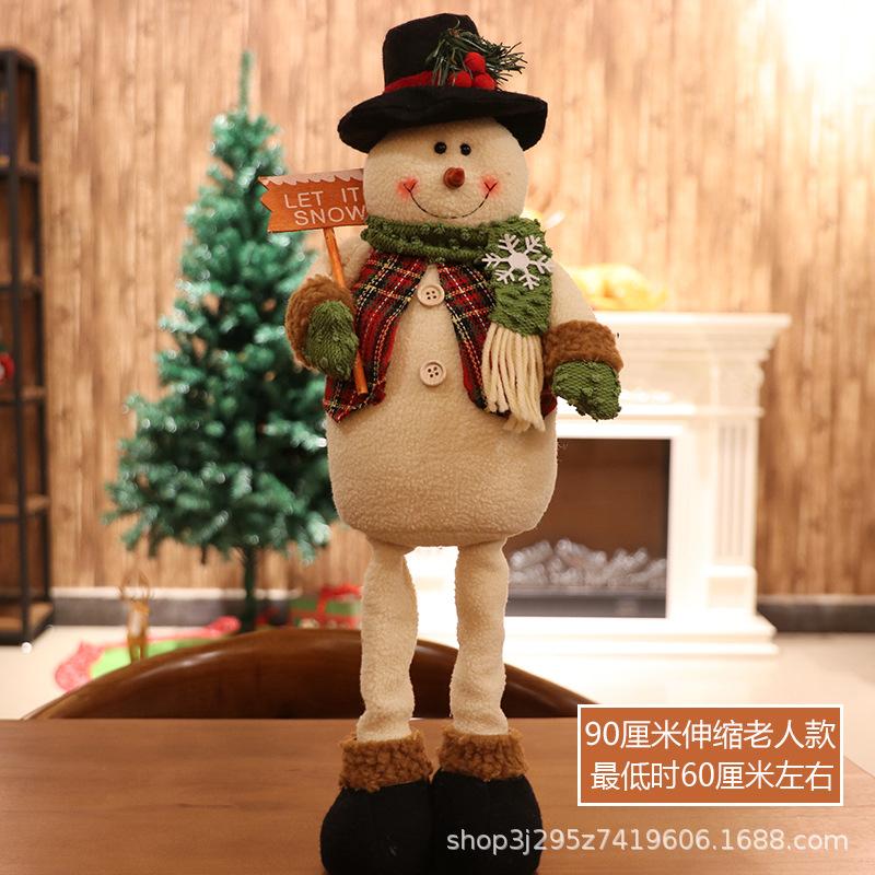 Christmas Telescopic Doll Old Man Snowman Deer Fabric Toy Christmas Gift Window Decoration Ornament
