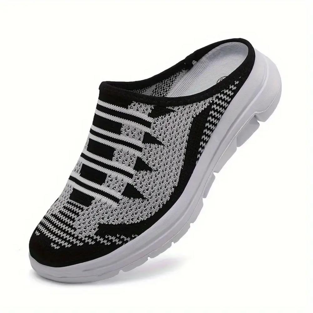 Women's Breathable Knit Mule Sneakers, Casual Slip On Outdoor Shoes, Women's Comfortable Shoes