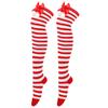 Christmas Red and Green Striped Knee Socks for Women In Ins College Style Bow Hairball Cotton Knee Protector Long Socks Trendy