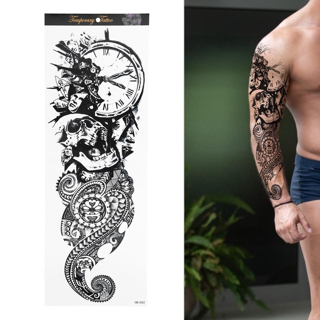 6pcs Full Arm Waterproof Temporary Tattoos 6pcs Half Arm Shoulder Tattoos for Men Women