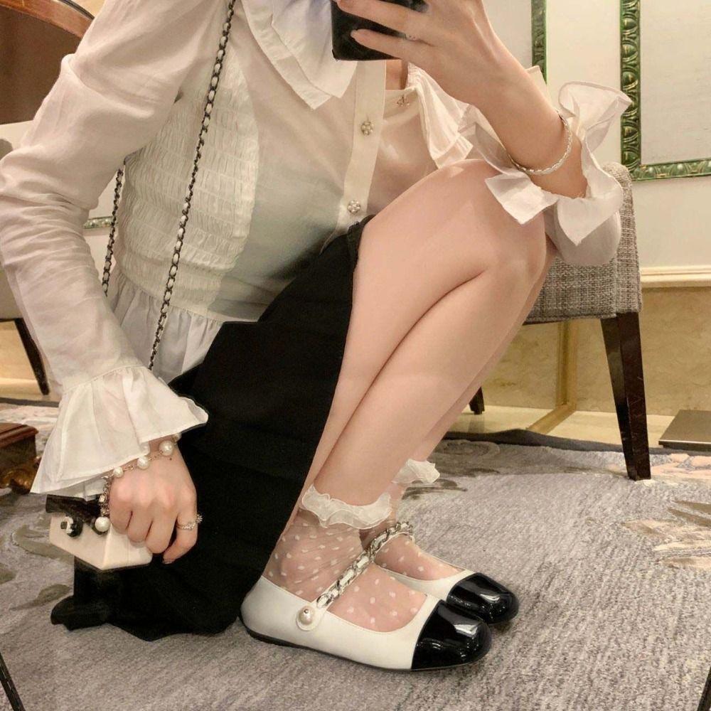 Ultra-thin Glass Silk Ruffled Socks Lace Mesh Dots Socks Sweet   Streetwear