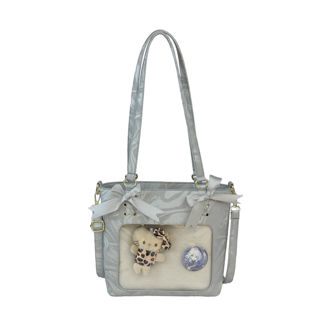 

Second-dimensional girl, cartoon baby bag, student class, large-capacity bar bag, girl shoulder bag, messenger bag срібло сірий колір