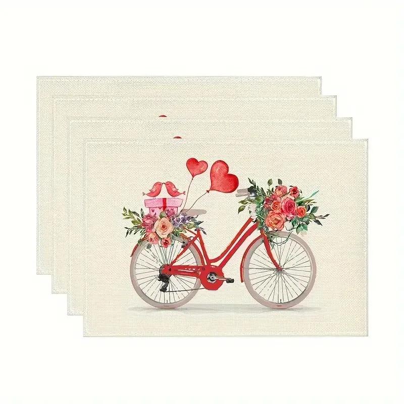 4pc Valentine S Day Table Decor Heat Resistant Placemats Coffee Table Decoration table mat