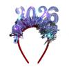 Hair Hoop 2026 Shiny Sequin Headband Elastic Festive Hairband with Plush Ribbons Colorful New Year Party Accessory