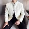 Autumn Winter Chinese Style Blazer Men Fashion Stand Collar  Slim Fit Suit Jacket