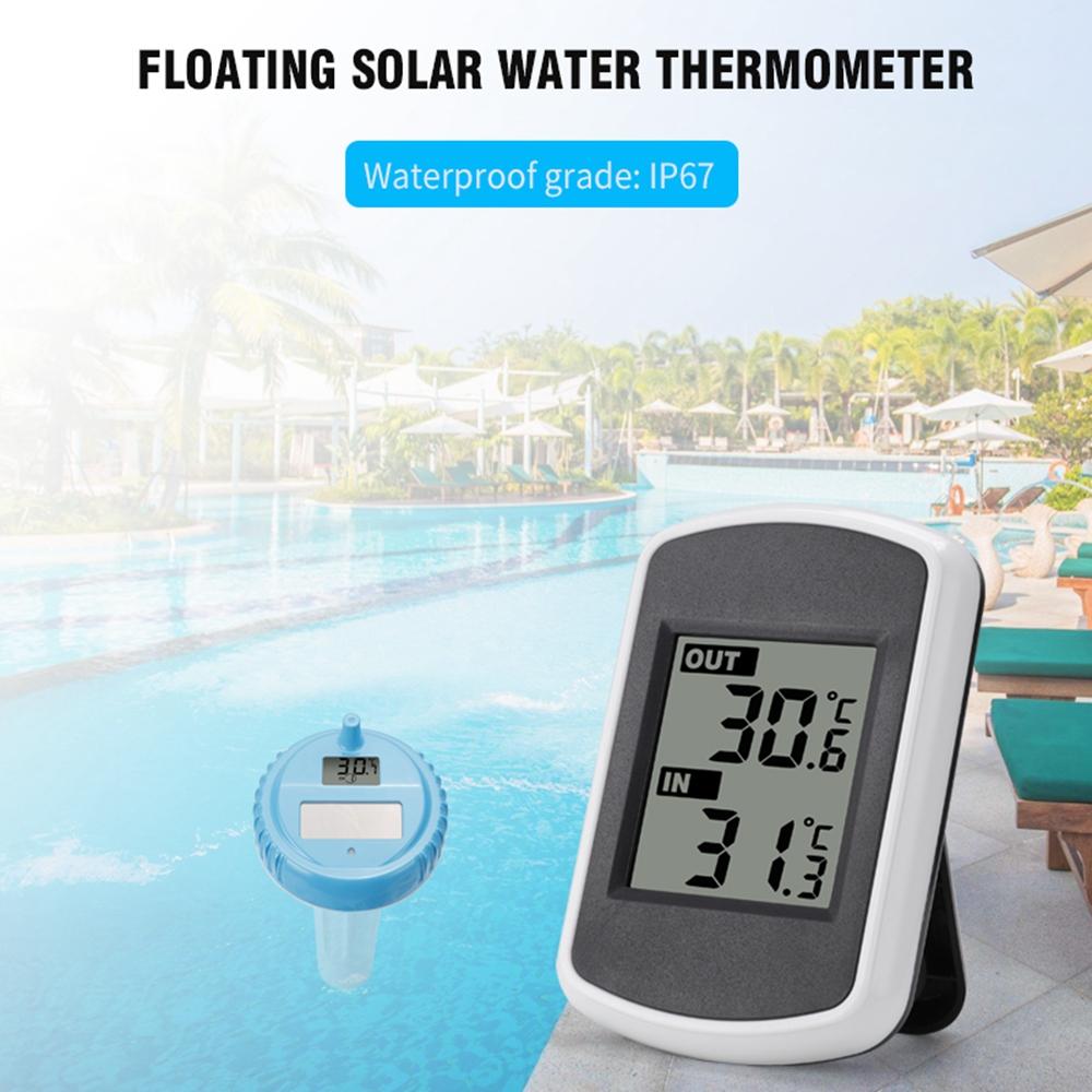 TS-WS-42 Solar Powered Wireless Floating Thermometer for Pool Spa Indoor Outdoor Temperature Meter