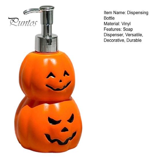 Spooky Bathroom Decor Halloween Pumpkin Soap Dispenser, Refillable Lotion Liquid Hand Bottle, Festive Countertop Storage Durable Vinyl Press