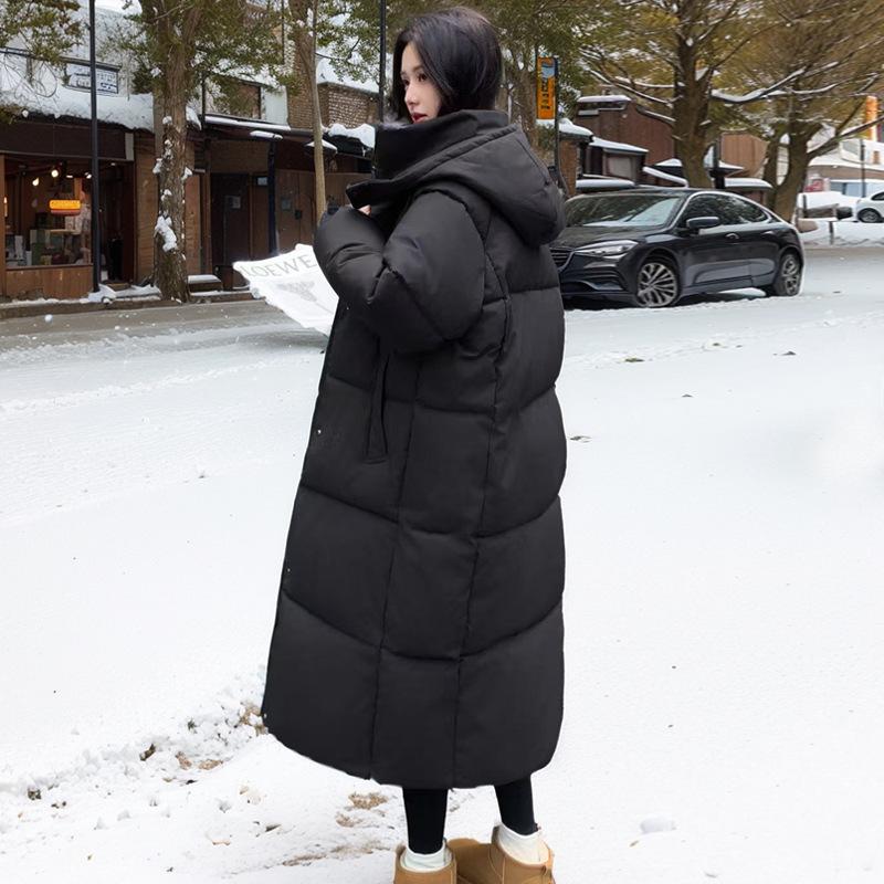 

Новая зимняя куртка с хлопковой набивкой для женщин, длинная куртка с пуховой набивкой, утолщенное свободное пальто-пуховик длиной до колена и щиколотки, куртка с хлопковой набивкой L