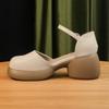 Baotou Sandalen Damen Sommer neu dicker Absatz Ein-Wort-Schnalle hohl Mary Jane Einzelne Schuhe Sommermodelle