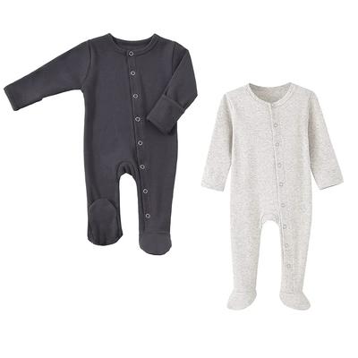 Baby Lang Neugeboren Offen Baby Monate [KISBINI] Kleidung, Strampler, Ärmel, Overall, Baumwolle, Beine, Unterwäsche, Vorne, Baby, Geschenk, Anthrazit/Off, 6-9