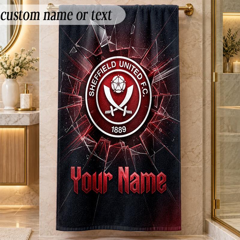 Plaj Havlusu Sheffield United FC Kişiye Özel İsim Metni Kişiselleştirilmiş Yumuşak Havlu Plaj Havuzu İç Mekan Ev Dekorasyonu Hediye