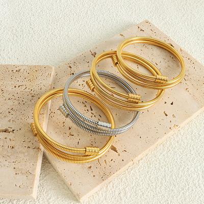 Vintage Gold Color Snake Chain Metal Rope Chain  Bracelet For Women Boho Multiple Layers Bracelet Jewelry