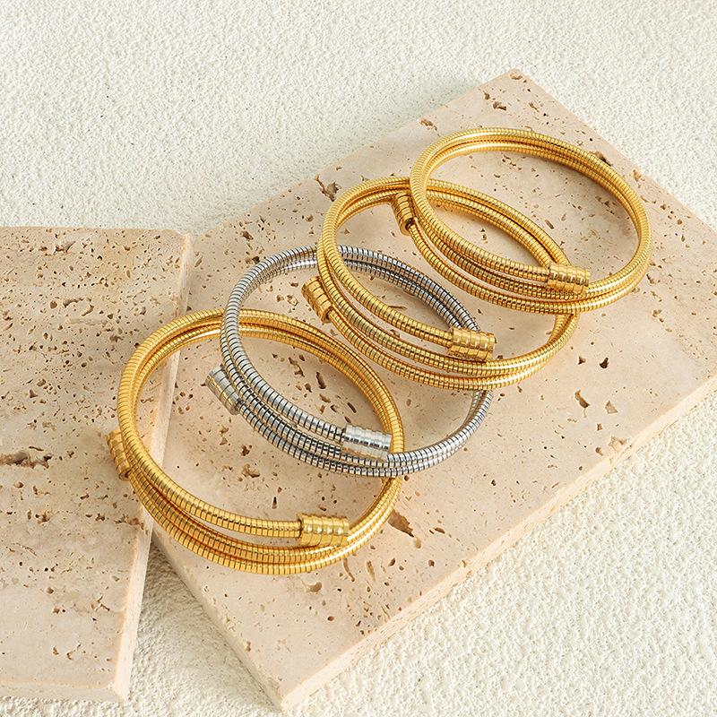 Boho Multiple Layers Bracelet Zircon  Vintage Gold Color Snake Chain Metal Rope Chain Fashion Bracelet For Women