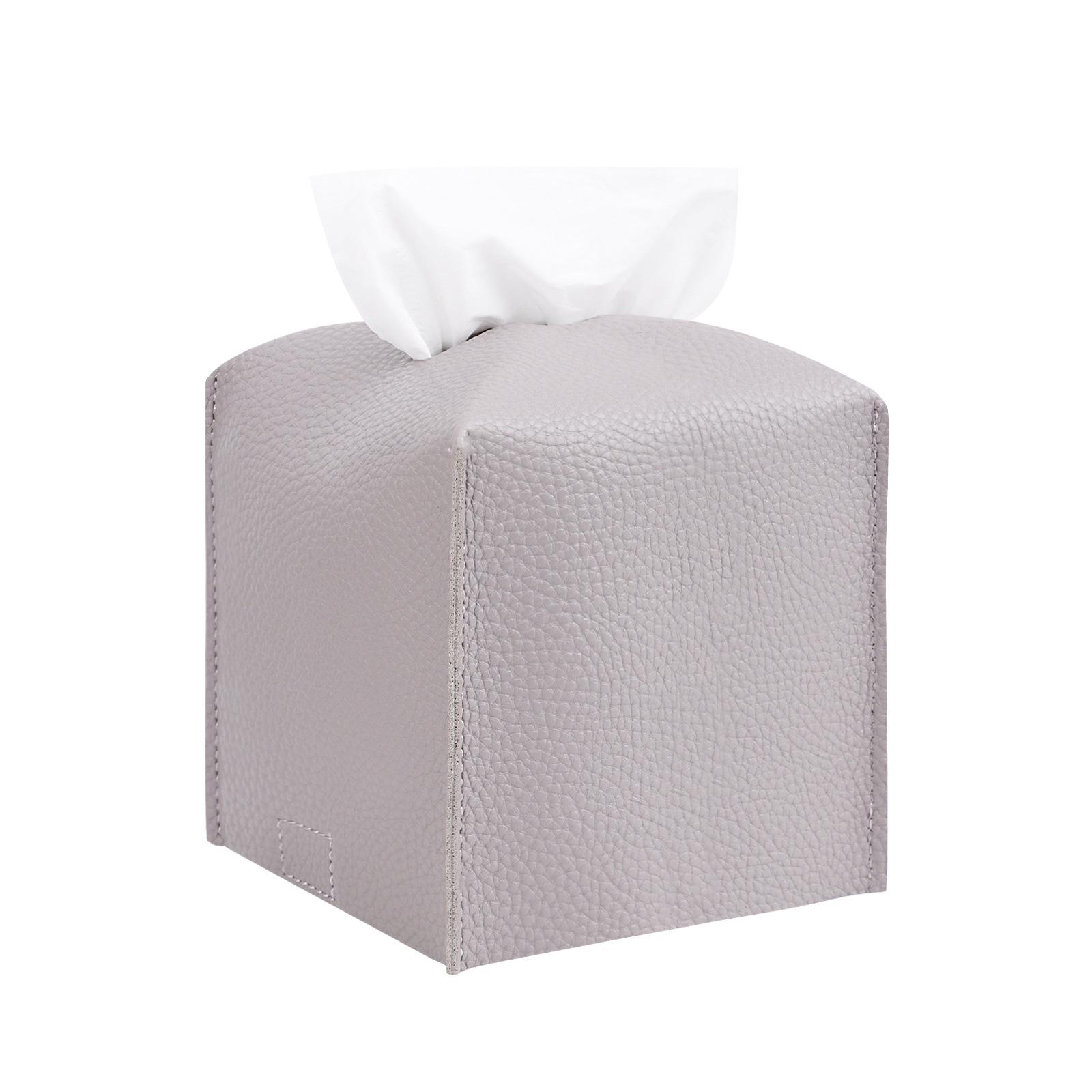 

5in Square PU Leather Tissue Dispenser Box - Customizable Roll Paper Holder 12.7*12.7*12.7cm