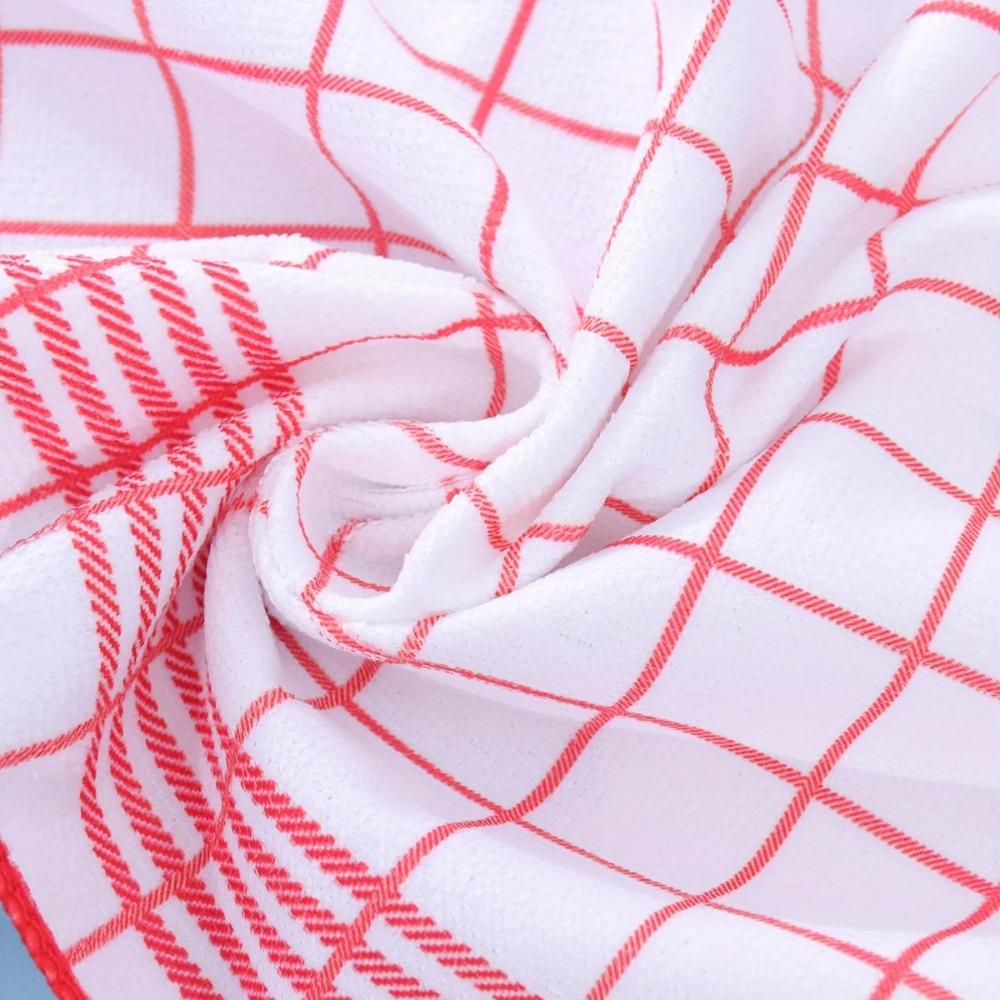 6 Pieces Absorbent Checkered Kitchen Towel Rectangular Washcloth Multi-functional Napkin Home