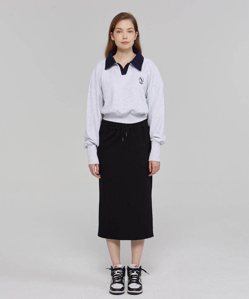 Awesome Studio Women'S Collar Contrast Crop Sweatshirt Grey White