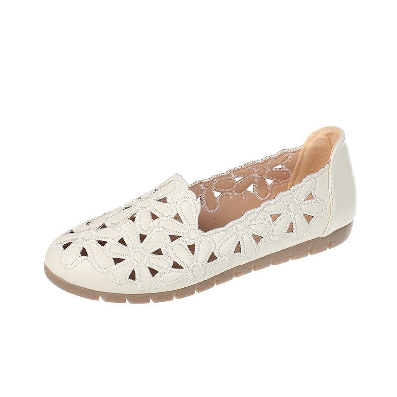 

Перфорированные дышащие плоские туфли-лоферы для женщин 2025 лето корейская версия мягкая подошва повседневная обувь 40 абрикосовый