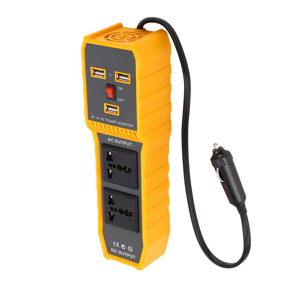 Car Power Inverter DC12V to AC220V 200W Vehicle Converter Adapter with 3 USB 2 Universal 1 Cigarette