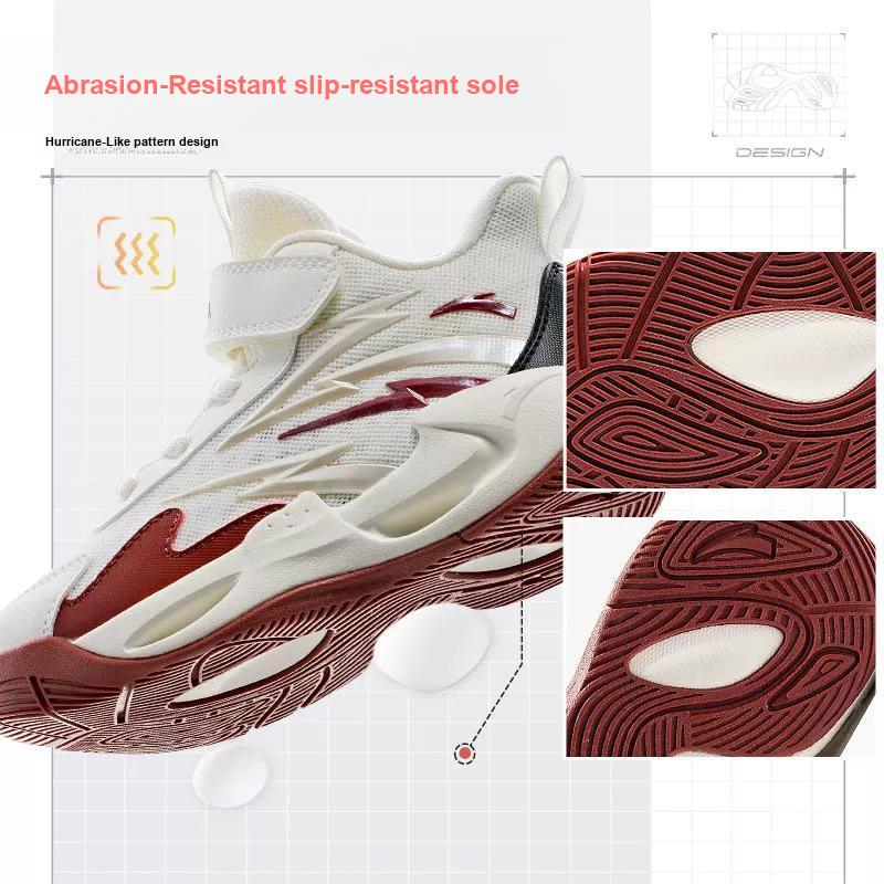 Anta Kids Wind Tunnel Double Layer Comfortable Non-Slip Low-Top Basketball Shoes Kids sneakers White Red Black A312429901-4