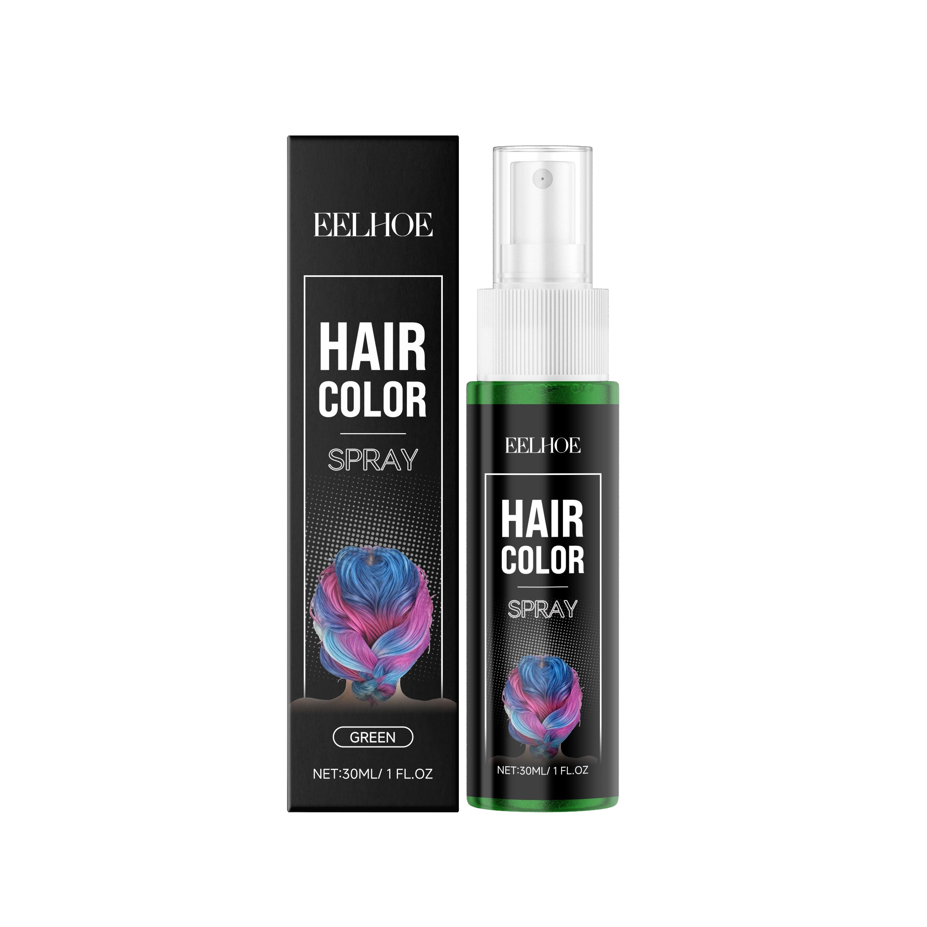

EELHOE Colored Hair Spray Temporary Colors Carnival Purple Blue Hair Dye Hair Styling Multi Color One-Time Use Hair Color Spray зелёный