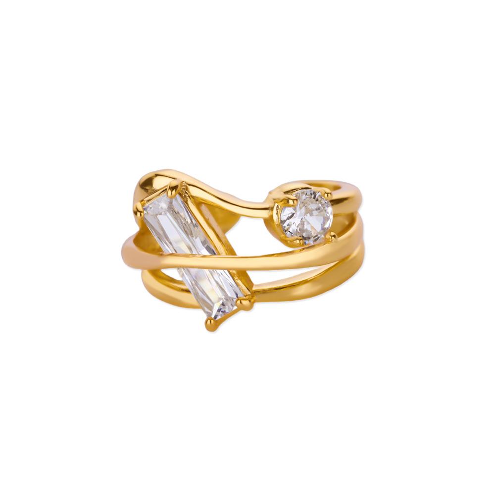 Geometric Zircon Wave Open Ring For Women Stainless Steel Ring New Luxury Fashion Wedding Couple Jewelry Gift
