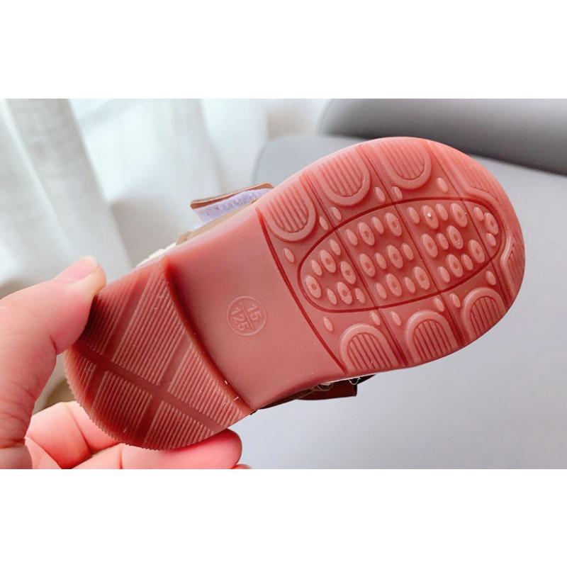 Spring/Autumn Girls' Leather Shoes with Bow, Square-Toe Soft-Sole Walking Flats for 1-Year-Old Babies, Breathable Anti-Slip Infant Shoes.