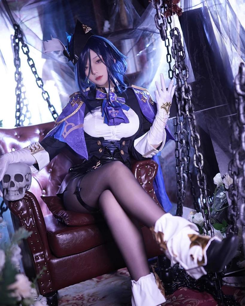 Genshin Impact Clorinde Cosplay Costume with Duel Full Adult Perfect for School Genshin Impact Clorinde Cosplay Size [Excellent Quality] Wig, Agent,