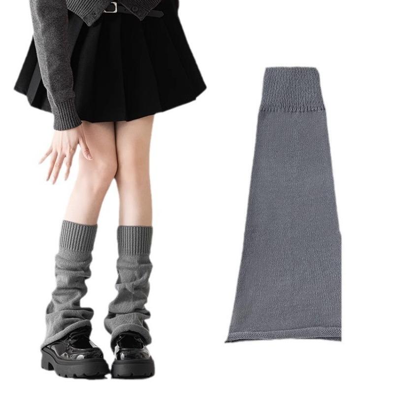 Hvite Strikkede Strømper for Kvinner, Høst- og Vinterstrømper med Utsvingte Vide Ben, Leggstrømper