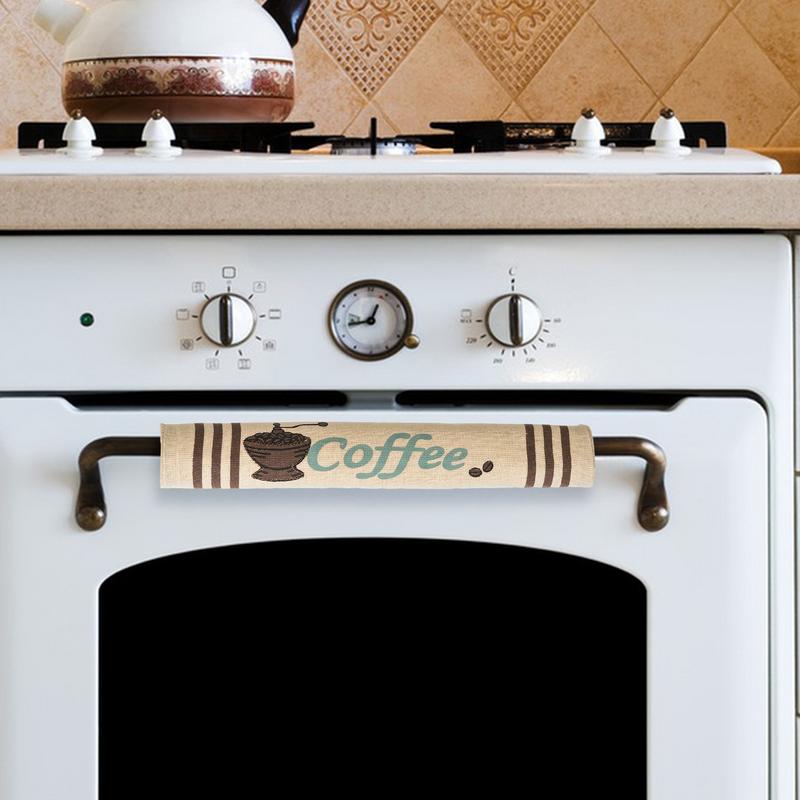 Microwave Door Cloth Protector 3pcs Coffee Bean Pattern Refrigerator Handle Protective Cover Kitchen Appliance For Preventing