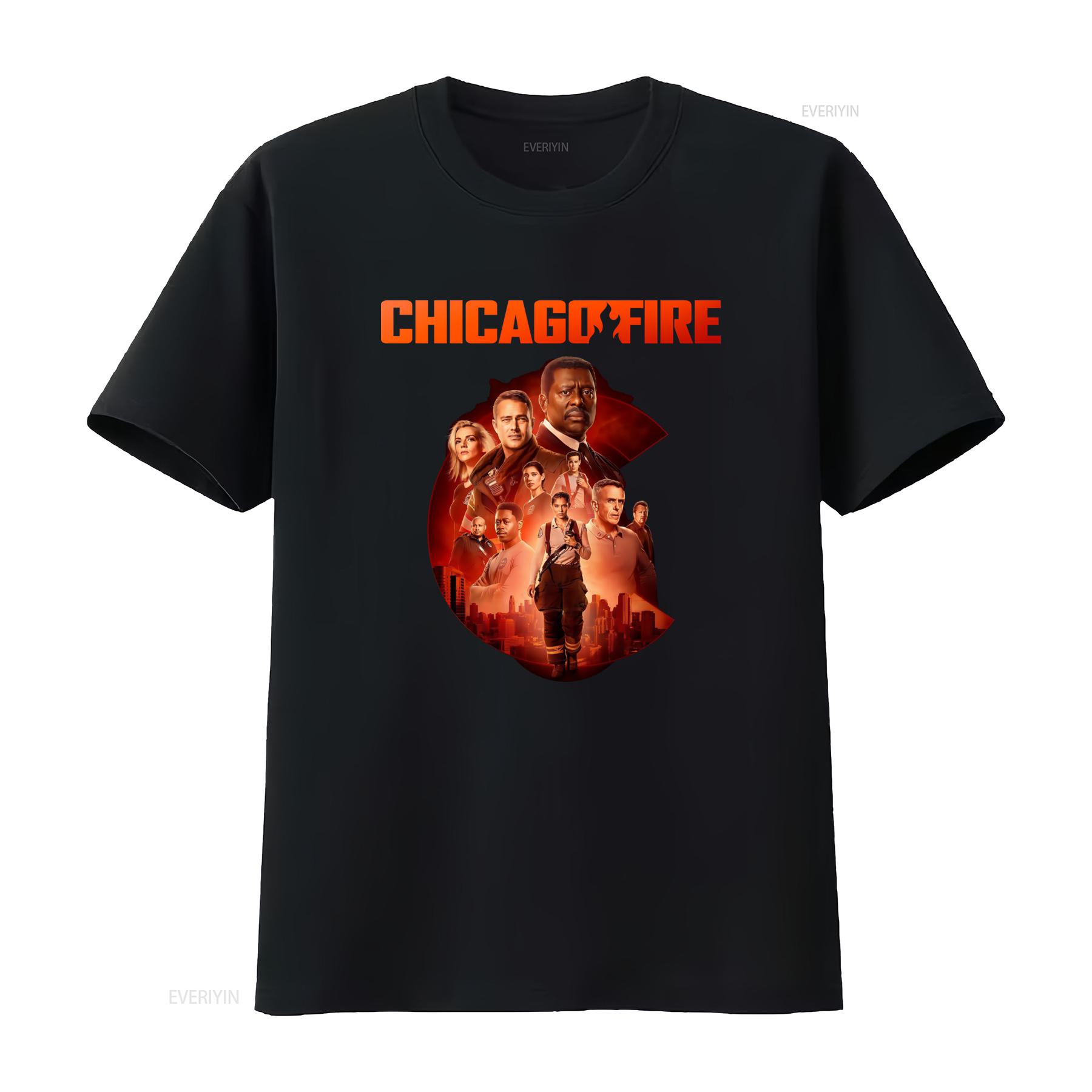 

Chicago Fire TV Show Cast Member Classic T Shirt Sizes M to 3XL Made in USA vintage Washed homme Casual graphic streetwear 4XL