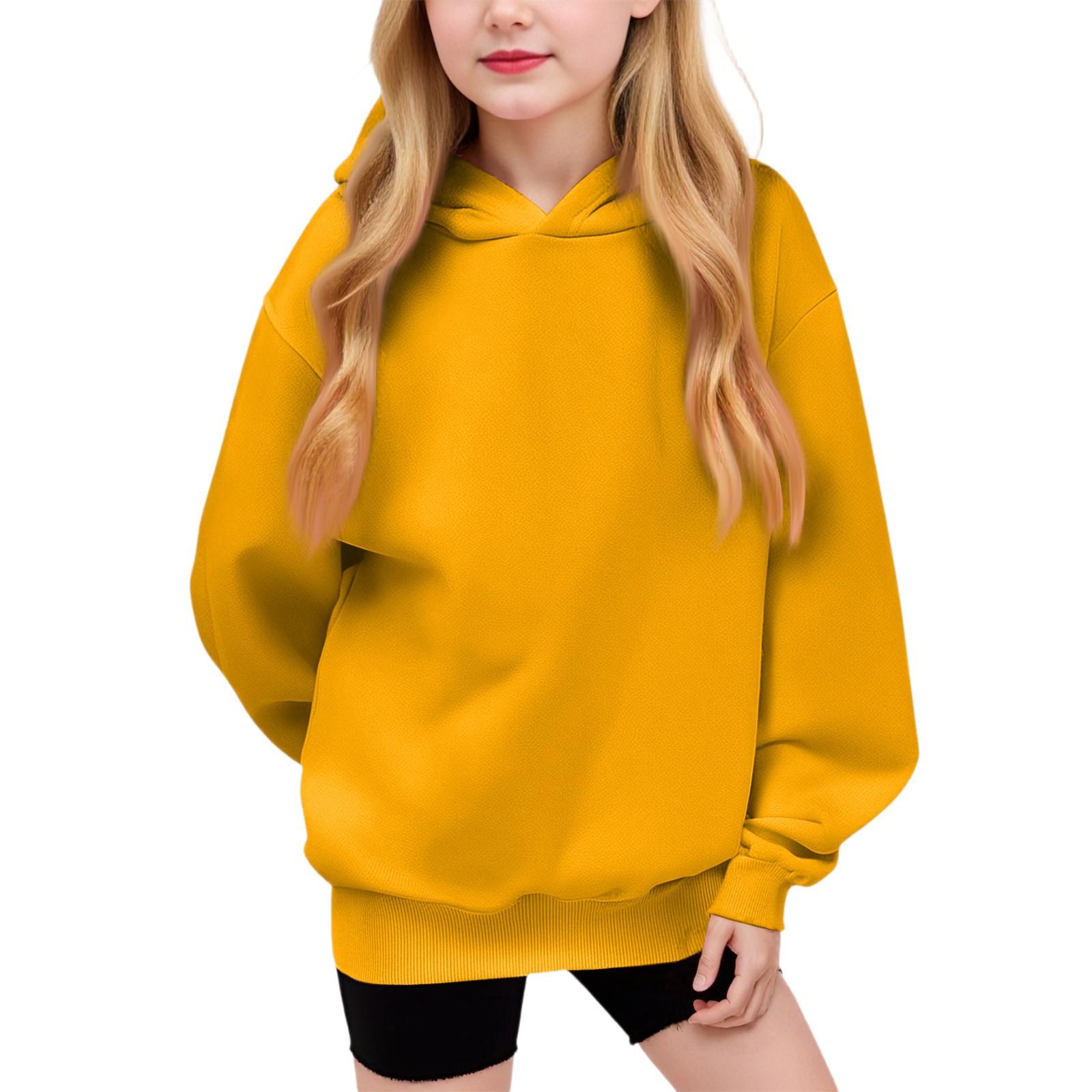 

Зимние однотонные толстовки с капюшоном и длинными рукавами для мальчиков и девочек 160 жёлтый