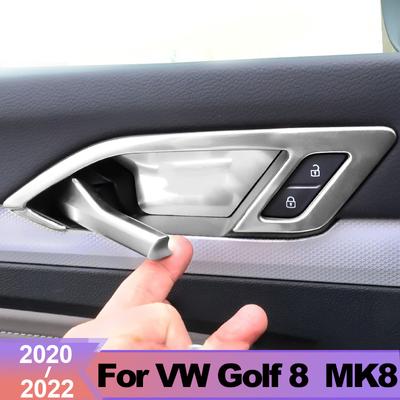 Dla Volkswagen VW Golf 8 MK8 2022 Stal Nierdzewna Samochodowe Wewnętrzne Osłony Miseczek Klamki Drzwi Naklejki Dekoracyjne