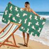 Dachshund Dog Pattern Green Towel Beach towel quick-drying for travel outdoor sports jogging beach and swimming