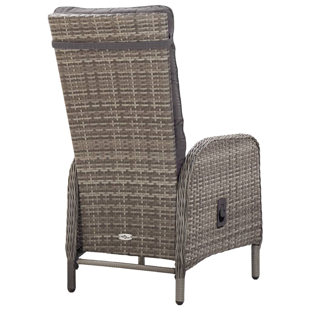 Vidaxl 3-Piece Garden Bistro Furniture Set, Poly Rattan, Grey