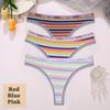 3 STK/sett Fargerike stripete bomull Dametruser Sexy G-String Undertøy Dame Pustende Thong Intimates Undertøy T-Back Truser