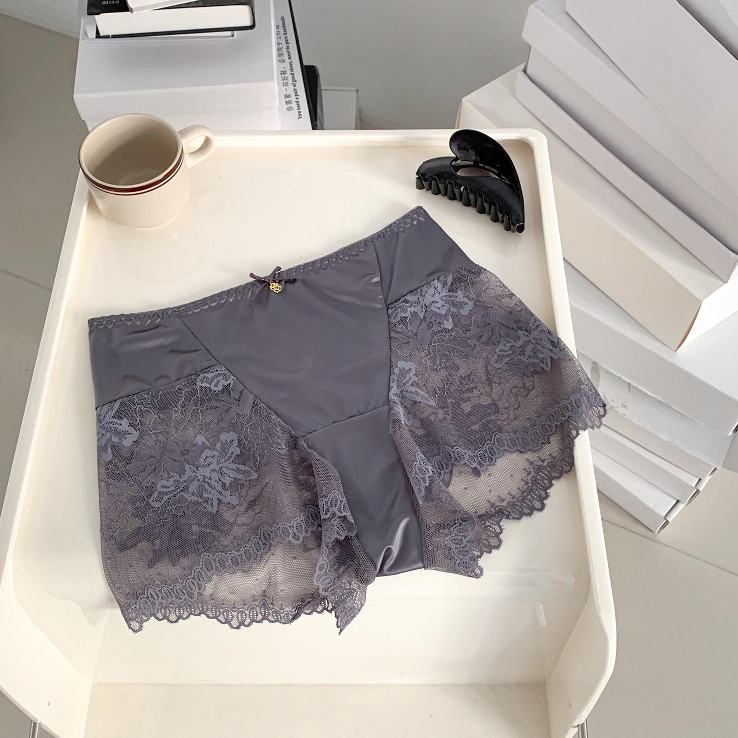 

Женские трусы-боксеры с высокой талией и кружевной отделкой — элегантные, эластичные и удобные L (85-120 lbs) серый/древесный уголь