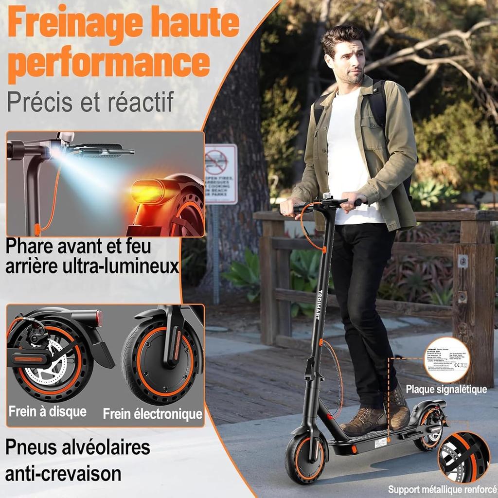 Electric Scooter Adult, 30-35km Range, 8.5" Ultra Light Foldable E Scooter,  350W Motor, 3 Speed Mode, TODIMART T3  for Adults and Teens,Smart App
