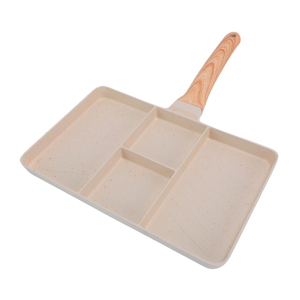 Nonstick Divided Grill Pan 4 Section Breakfast Pan Versatile Griddle Pan for Egg Steak Easy To Clean