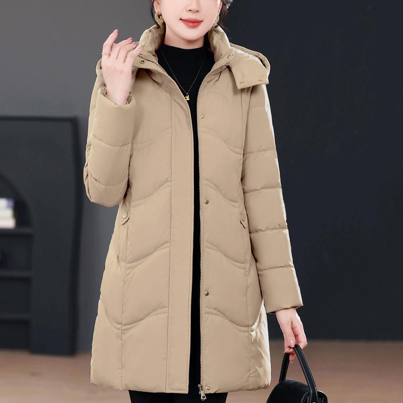 Middle Age Winter Long Coat Female Plus Size Parkas Hooded Elegant Thick Warm Woman Jackets