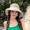 Summer Seaside Vacation Style Straw Visor Women's Large Brim Sun Protection Bucket Hat Ethnic Style Flower Lace-up Straw Hat