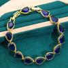 Diamond-studded Zircon Lady Jewelry Set European and N Style Jewelry Necklace Gemstone Set Earrings Retro Blue Set