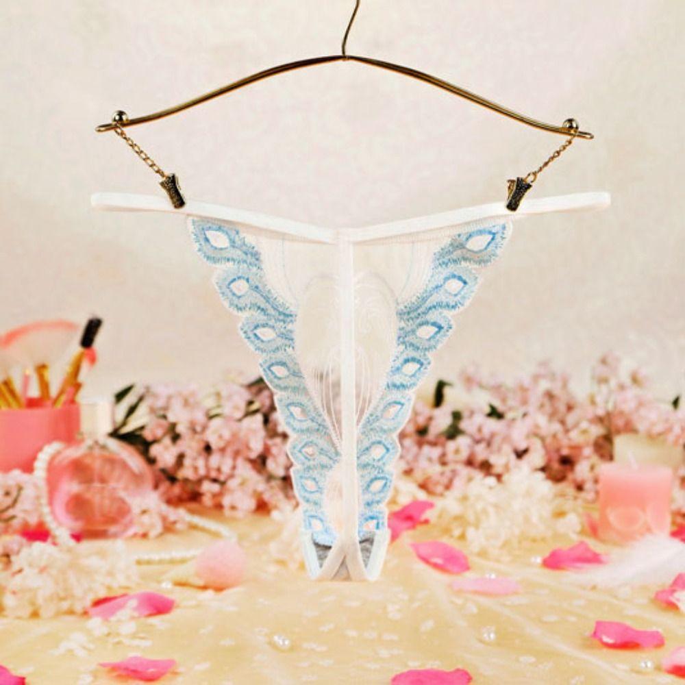 Cotton Crotch Lace Embroidered Panties Low Waist Transparent T-Pants Sexy Mesh Thongs  Gift